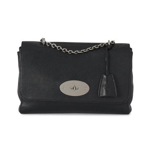 478 - Mulberry, a medium black leather Lily handbag, featuring polished silver-tone hardware, chain and in... 