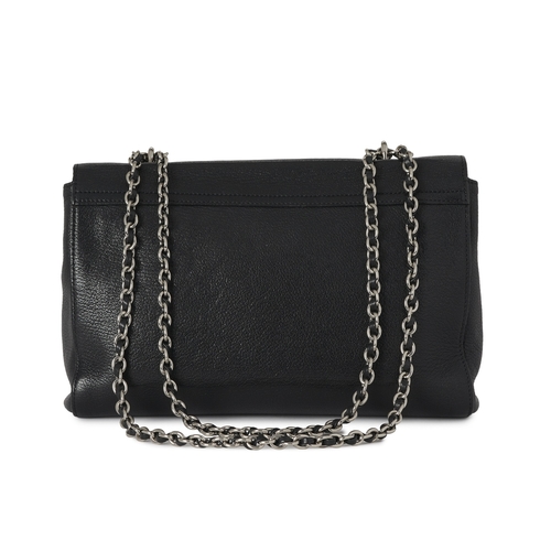 478 - Mulberry, a medium black leather Lily handbag, featuring polished silver-tone hardware, chain and in... 