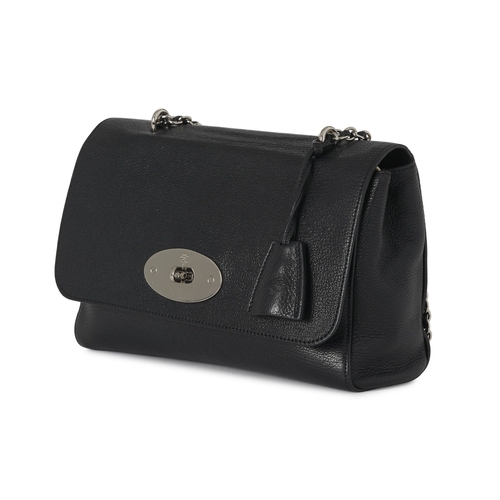 478 - Mulberry, a medium black leather Lily handbag, featuring polished silver-tone hardware, chain and in... 