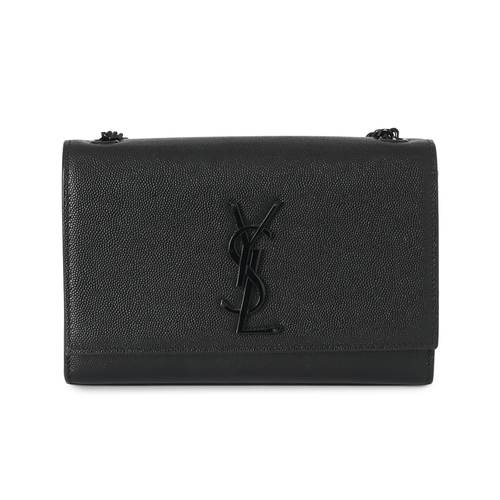 493 - Saint Laurent, a Kate Flap handbag, crafted from black leather, featuring black hardware, a large YS... 