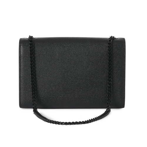 493 - Saint Laurent, a Kate Flap handbag, crafted from black leather, featuring black hardware, a large YS... 