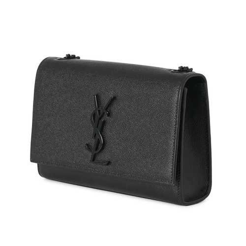 493 - Saint Laurent, a Kate Flap handbag, crafted from black leather, featuring black hardware, a large YS... 
