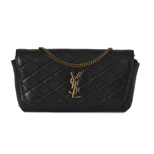 498 - Saint Laurent, a Gabby phone case shoulder bag, with a quilted black leather exterior, gold-tone har... 