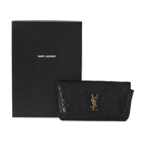 498 - Saint Laurent, a Gabby phone case shoulder bag, with a quilted black leather exterior, gold-tone har... 