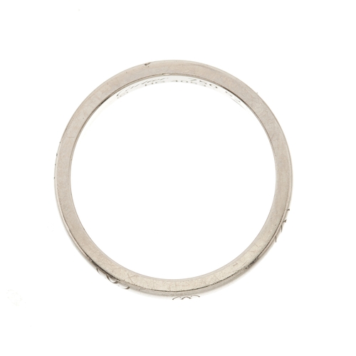 56 - Cartier, an 18ct white gold Happy Birthday logo band ring, signed Cartier, serial HG4053, band stamp... 