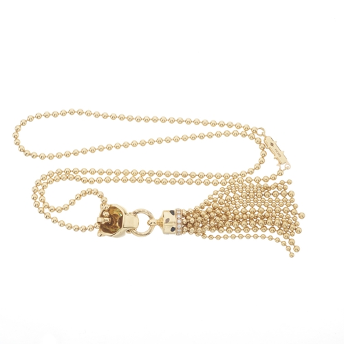 61 - Cartier, an 18ct gold brilliant-cut diamond and black lacquer Panthere de Cartier long necklace, wit... 