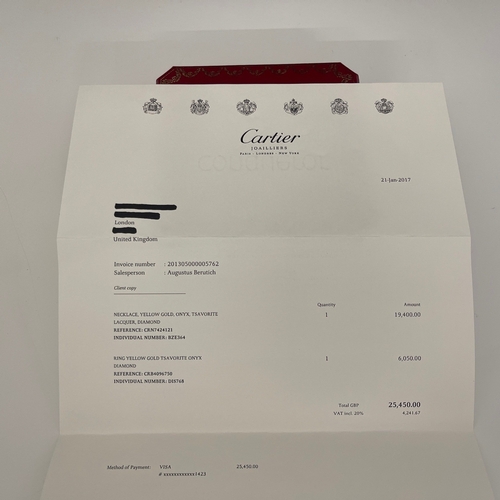 61 - Cartier, an 18ct gold brilliant-cut diamond and black lacquer Panthere de Cartier long necklace, wit... 