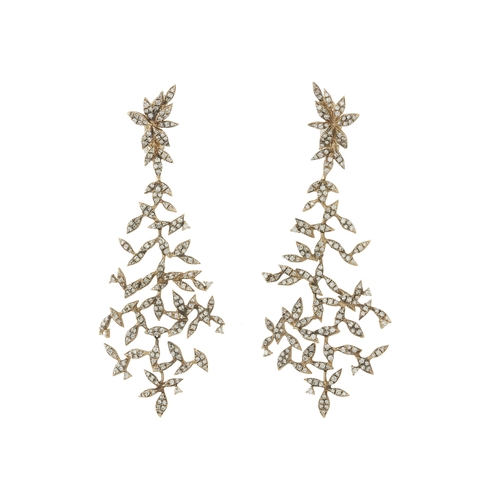 65 - H. Stern, a pair of 18ct gold brilliant-cut diamond Nature chandelier earrings, each designed as an ... 