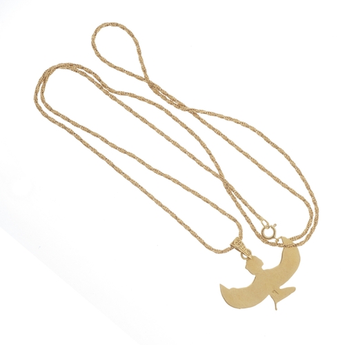 68 - An Egyptian high carat gold pendant, with 18ct gold chain, Egyptian assay marks, clasp stamped 750, ... 