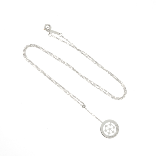69 - Tiffany & Co., a platinum brilliant-cut diamond Voile Lariat openwork pendant, suspended from an int... 