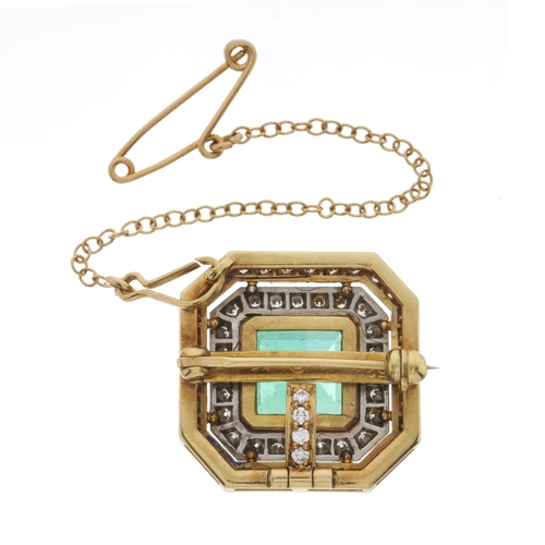 83 - An 18ct gold emerald and diamond pendant, emerald weight 5.22ct, engraved to mount, estimated total ... 