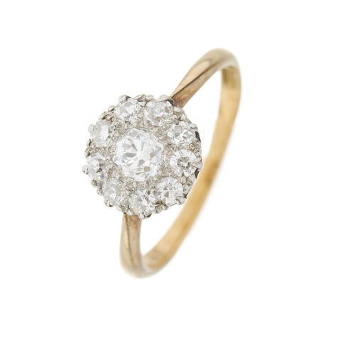 9 - An early 20th century 18ct gold old-cut diamond cluster ring, estimated total diamond weight 0.50ct,... 