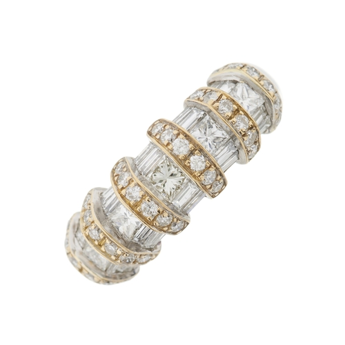 92 - An 18ct gold vari-cut diamond dress ring, with tapered band, estimated total diamond weight 1.25ct, ... 
