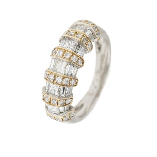 92 - An 18ct gold vari-cut diamond dress ring, with tapered band, estimated total diamond weight 1.25ct, ... 
