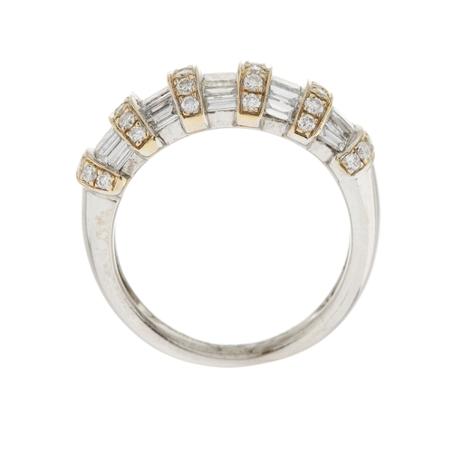 92 - An 18ct gold vari-cut diamond dress ring, with tapered band, estimated total diamond weight 1.25ct, ... 