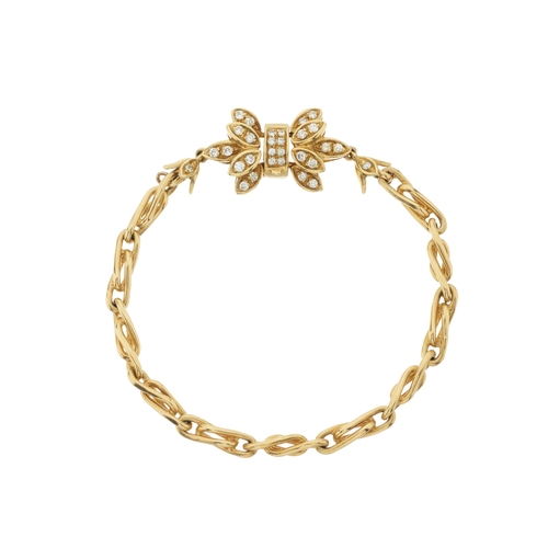 98 - An 18ct gold brilliant-cut diamond floral bracelet, with folding clasp, estimated total diamond weig... 