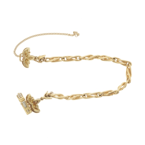 98 - An 18ct gold brilliant-cut diamond floral bracelet, with folding clasp, estimated total diamond weig... 