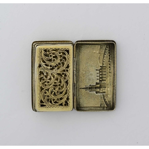 33 - A George IV silver gilt castle top vinaigrette, by Lawrence & Co., Birmingham 1829, of rectangular f... 