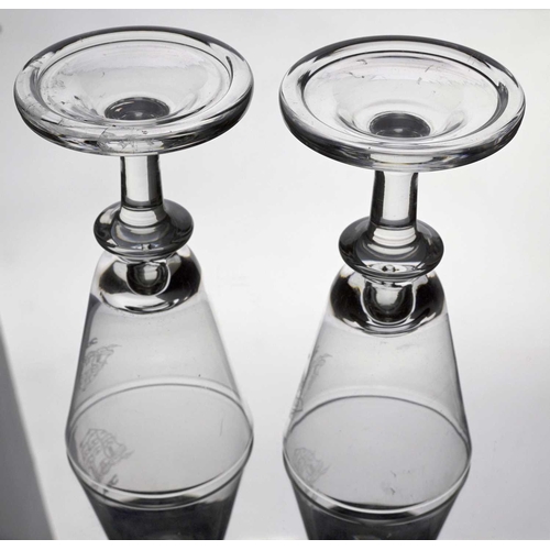 121 - Cruise Line interest, Willy Johansson for Hadeland, a pair of Tangen wine glasses, for Norwegian Ame... 