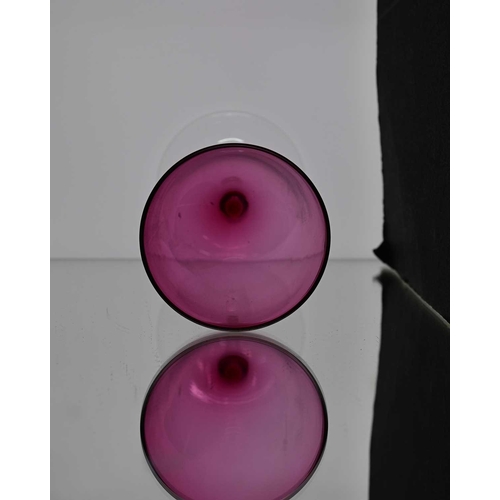123 - Harry Powell for James Powell and Sons, Whitefriars, an Arts and Crafts ruby red bowled wine glass, ... 