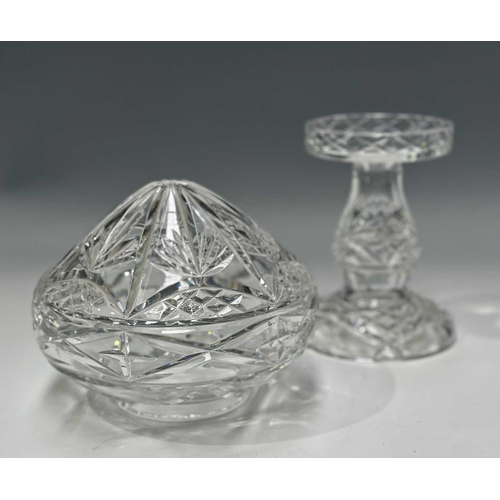 125 - A mixed collection of trinkets to include a cut glass mushroom table lamp h: 27cm, a Bayel crystal c... 