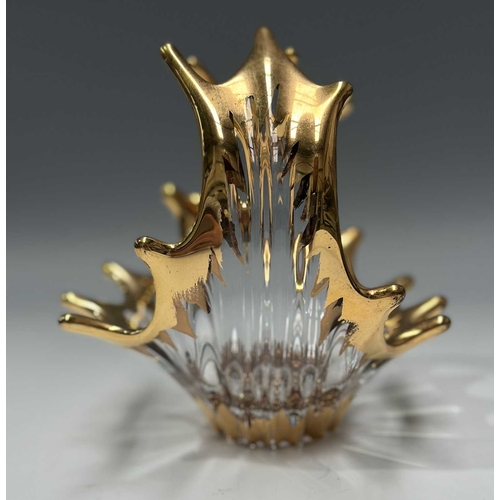 125 - A mixed collection of trinkets to include a cut glass mushroom table lamp h: 27cm, a Bayel crystal c... 