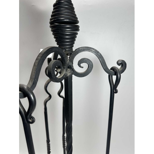 128 - A Georgian steel footman or fireside stall, cut away top, fretted front rail, square back legs and b... 