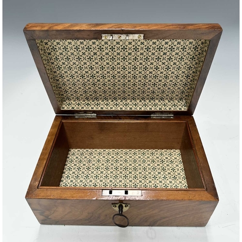 130 - Victorian walnut and agate box,covered in a figurative walnut veneer mounted with a brass Puginesque... 