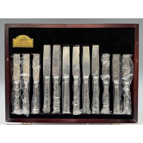 136 - A George Butler of Sheffield canteen of Kings Pattern cutlery, housed in a wooden case (1 box)