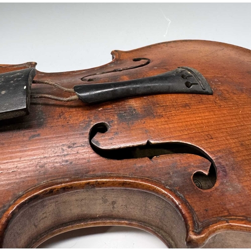 138 - A half-size 19th-century violin, label affixed to the interior on the bass bar reads 'Antonius Strad... 