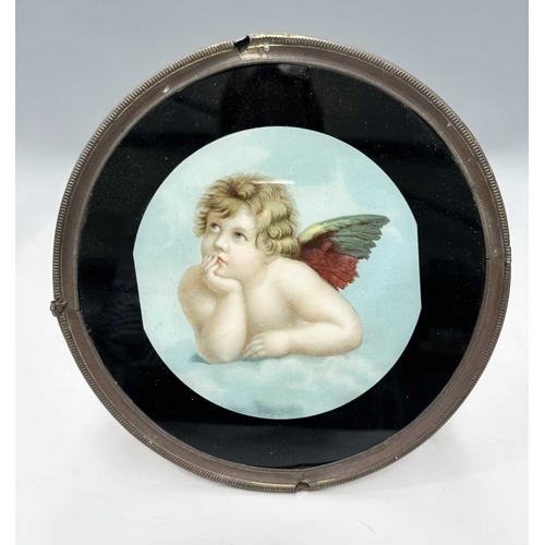 147 - Three folk art painted slate panels in the Canalania style: two with floral still lives 27cm by 18cm... 