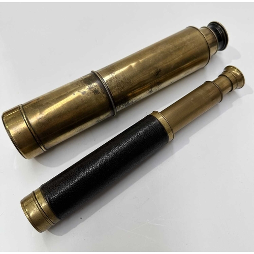 156 - An A. Abraham of Liverpool brass five draw nautical telescope, extended length: 81cm and one other u... 