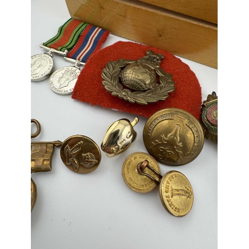 163 - Militaria group: miniature WWII dress medals, Defence Medal and War Medal 1939-1945, awarded to D. A... 