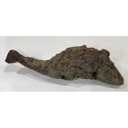 205 - A West Nepalese animist guardian figure, Humla region, a tree root with a smoothly carved portion to... 