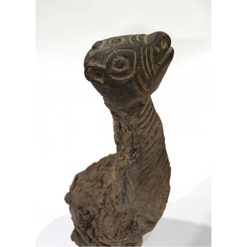 205 - A West Nepalese animist guardian figure, Humla region, a tree root with a smoothly carved portion to... 