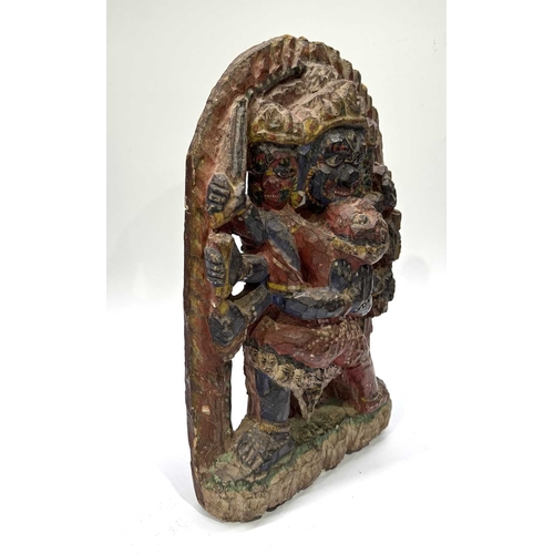 221 - A polychrome carved figure of Mahakala, a significant figure in Tibetan Buddhist and Hindu mythology... 