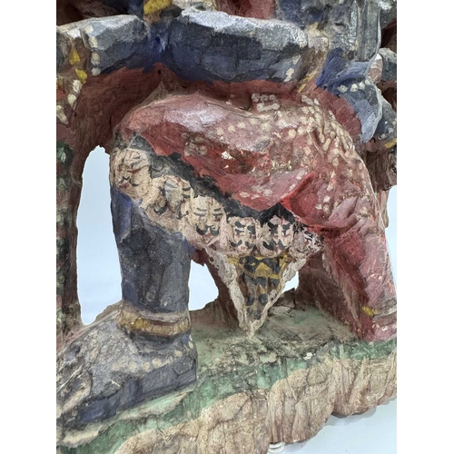 221 - A polychrome carved figure of Mahakala, a significant figure in Tibetan Buddhist and Hindu mythology... 