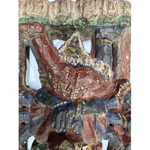 221 - A polychrome carved figure of Mahakala, a significant figure in Tibetan Buddhist and Hindu mythology... 