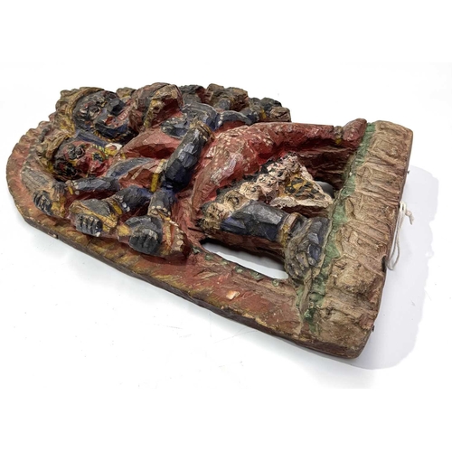 221 - A polychrome carved figure of Mahakala, a significant figure in Tibetan Buddhist and Hindu mythology... 