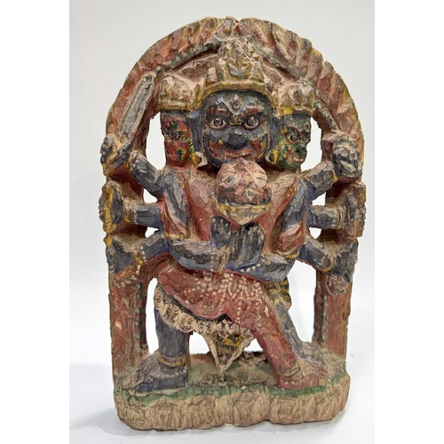 221 - A polychrome carved figure of Mahakala, a significant figure in Tibetan Buddhist and Hindu mythology... 