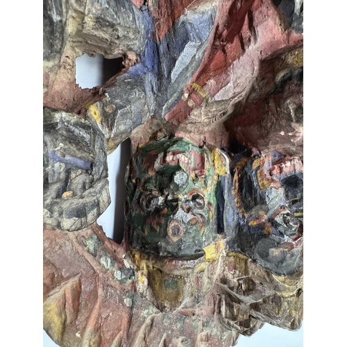 221 - A polychrome carved figure of Mahakala, a significant figure in Tibetan Buddhist and Hindu mythology... 