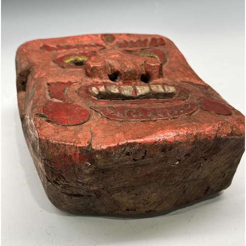 229 - A carved wood Mahakala dancer's mask, Tamang, Nepal late 19th/early 20th century, central third eye ... 