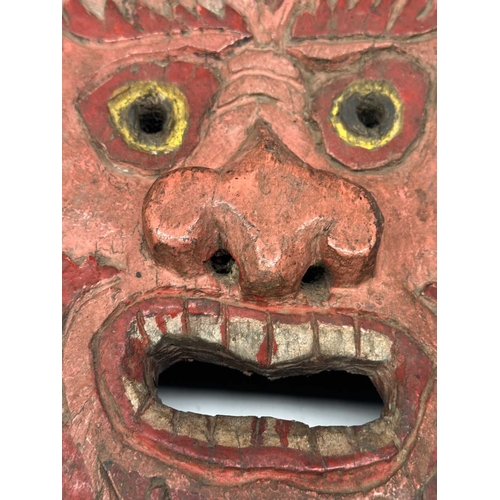 229 - A carved wood Mahakala dancer's mask, Tamang, Nepal late 19th/early 20th century, central third eye ... 