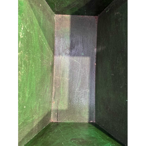 234 - A contemporary painted wood Tibetan trough or jardiniere, rectangular form, raised on four feet, gre... 