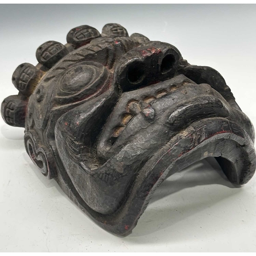 240 - A carved hardwood Lamaist dancer's mask, Mahaka-type iconographic form, Tibet, late 18th/early 19th ... 