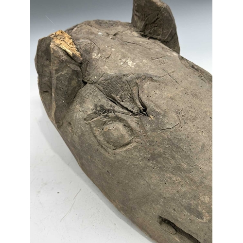 241 - A carved wood mask formed as a horse's head, hollowed interior, Tamang people, North Nepal, 49.5cm l... 