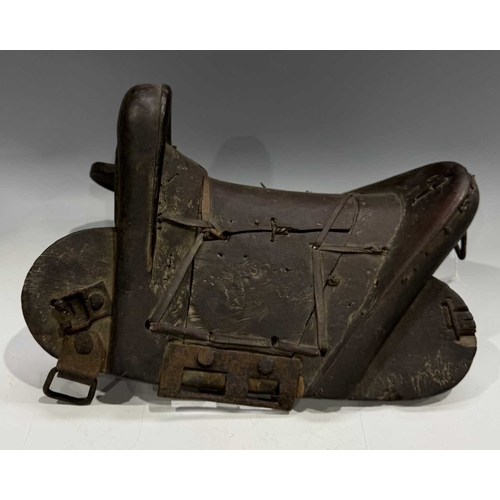 255 - Two Himalayan pony saddles, Mustang, on the Nepal/Tibet border, late 19th/early 20th century, carved... 