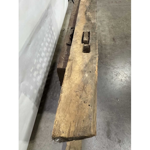 263 - A 19th century or earlier Nepalese wooden window, dentil carving above open lattice grill, Kathmandu... 