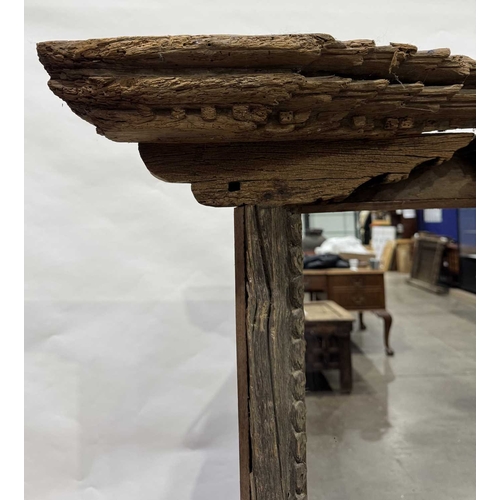 270 - A Nepalese carved wooden window frame salvaged from a noble or royal palace, Kathmandu Valley, 17th ... 