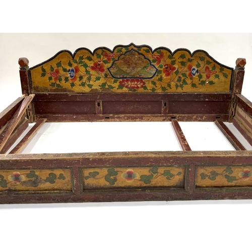 284 - A Tibetan high-ranking lama bed or throne, 19th century or earlier, Shigatse region, four main polyc... 
